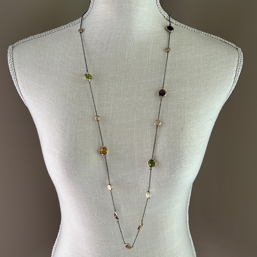 New 18” Chain with Gold Tones and Multicolor Stone Design